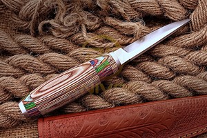 Couteau OEM à lame fixe en acier inoxydable, fait main, multicolore, avec manche en bois, pour la chasse, le bushcraft, le camping, la survie en plein air, DIY - Product Image 3
