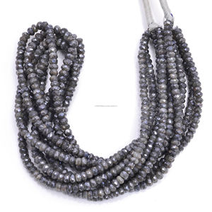 16 Inch 3-5.5 mm Strand of Grey Silverite Faceted Rondelle Shape Gemstone Beads for Jewelry Necklace <b>Bracelet</b> Making - Product Image 1