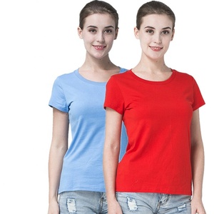 Camiseta de algodón peinado de secado rápido con cuello redondo, camisetas de manga corta de Color sólido, logotipo personalizable bordado, camiseta OEM en blanco para mujer - Product Image 2