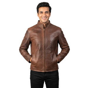 High Quality Custom Made <b>Mens</b> Winter <b>Jacket</b> Thin Canvas with Stand Collar Wholesale Leather <b>Jacket</b> at Good Price <b>jacket</b> for <b>men</b> - Product Image 1