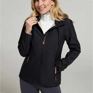 Veste softshell pour femme personnalisée, à capuche, décontractée, coupe-vent, fermeture éclair intégrale, poches utilitaires, légère, résistante aux intempéries - Product Image 1
