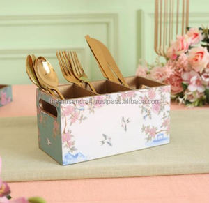 Elegante estante de almacenamiento de vajilla artesanal verde, elegante soporte para cubiertos - Product Image 2