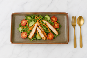 Healthy Grilled Chicken Salad on Rectangular <b>Ceramic</b> <b>Plate</b> Restaurant Style Sushi Plating for Food Decorative Dining Table - Product Image 2