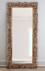 Traditional Ornate <b>Gold</b> Brass Wall <b>Mirror</b> <b>Framed</b> Decorative Accent with Scroll Design - Product Image 3