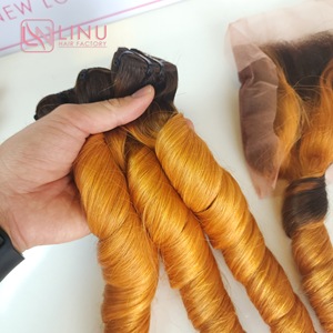 Extensiones de cabello ondulado a precio de fábrica de color natural humano vietnamita rizado de primavera amarillo - Product Image 1