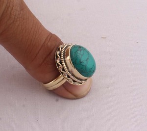 Natural Turquoise <b>Ring</b> 925 Sterling Silver Vintage Style Genuine Blue Gemstone <b>Ring</b> for Women Handcrafted <b>Boho</b> Ethnic Jewelry - Product Image 6