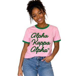 Camiseta de Chenilla Rosa y Verde con Estampado de Letras para Mujer, Manga Corta, Informal, Tela Suave, Top de Moda, Ropa Urbana para Damas - Product Image 1
