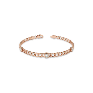 กำไลข้อมือแบบ Curb Link รุ่น VBSR-08 ทอง 10K 14K เพชร VVS 0.19 กะรัต เพชรเลี้ยงในห้องปฏิบัติการ ประดับเพชรแบบ Bezel กำไลแบบซ้อน 2.5 มม. เครื่องประดับชั้นดี - Product Image 1