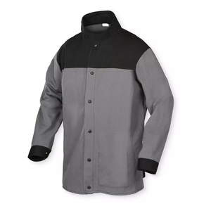 Veste de soudeur de qualité supérieure en coton FR et cuir de vachette, protection robuste du corps, résistante au feu et à la chaleur, vêtements de travail pour soudeurs - Product Image 1