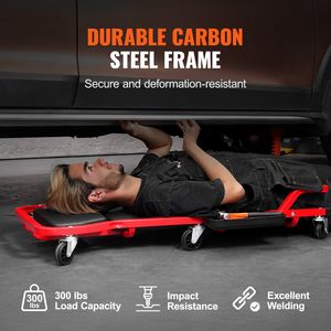 Carrello da Officina da 44 Pollici con Capacità di 300 Libbre, Poggiatesta Imbottito Regolabile e 6 Ruote per Meccanici e Garage - Product Image 3