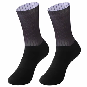 Blue Striped Crew <b>Socks</b> Breathable Knitted for Adults Daily Casual Wear - Product Image 4
