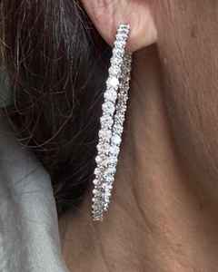 Boucles d'oreilles créoles en argent sterling 925 avec moissanite, taille brillant rond intérieur/extérieur, certifiées, plaquées or 14 carats, bijoux de luxe - Product Image 6