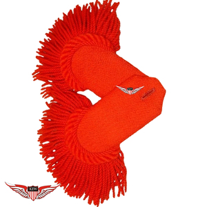 Máscara Facial de Punto Estilo Punk Roja KEW con Flecos y Hombreras Bordadas - Product Image 1