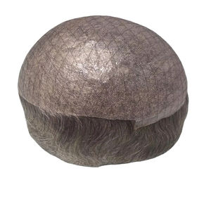 Toupee y Peluca de Cabello Humano Gris de Piel Fina, 100% Cabello Remy Indio, Rizado Kinky Yaki, Calidad Premium, Taz Hair Bangladesh, Trama Única - Product Image 1