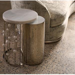 Mesa Auxiliar de Aluminio de Alta Calidad, Muebles de Primera Calidad, Detalles Metálicos, Mesa Otomana para Sala de Estar, Hogar u Hotel, en Latón - Product Image 2