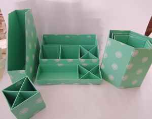 Boîte de rangement écologique en papier recyclé fait main pour bureau et école, ensemble de papeterie durable, outils de rangement personnalisables avec logo et couleur - Product Image 4