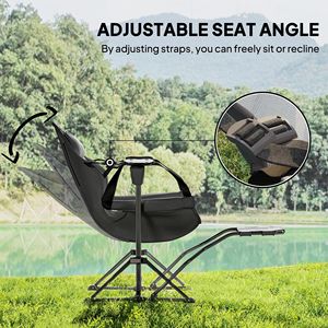 Adjustable Back Folding Swinging Hammock <b>Chair</b> with Cup Holder <b>Padded</b> Seat Dark Gray Set of 2 Made Oxford Material for Camping - Product Image 4