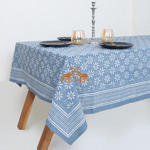 Mantel de Algodón 100% con Estampado Floral Dabu Hecho a Mano, Diseño Tradicional Rectangular, Cubierta de Mesa Artesanal - Product Image 6