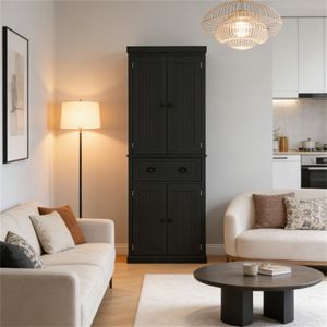 Credenza Nera per Utensili da Cucina, Soluzione Pratica per l'Organizzazione della Cucina - Product Image 1