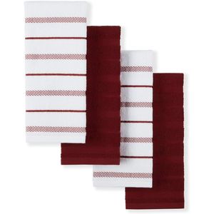 Set di 4 Asciugamani da Cucina Rossi/Bianchi al Paprika Affumicato 16"x26" - Product Image 1