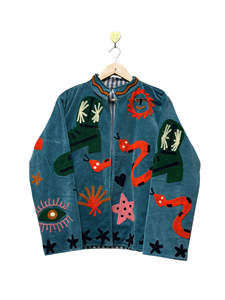Veste d'hiver unisexe en coton tricoté brodé Suzani, personnalisable, respirante, coupe-vent, motif floral, manches longues, velours - Product Image 1