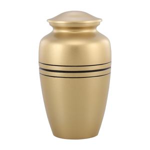 Urna de cremación de latón dorado liso americano elegante para adultos, urna conmemorativa hecha a mano para cenizas humanas, los mejores suministros funerarios para cenizas - Product Image 1