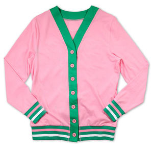 Cárdigan Rosa y Verde con Cuello en V para Mujer, Manga Larga, Tejido, Casual, Color Sólido, Botones al Frente, Corte Regular, para Todas las Temporadas - Product Image 1