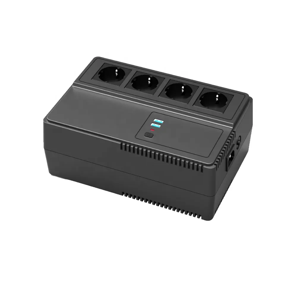 600VA 390W pil yedek güç kaynağı ve dalgalanma koruyucusu giriş çıkışı 4 UPS soketleri 2 USB portu ile 230V yedek UPS