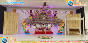 Mandap en bois sculpté à motifs paisley pour mariage hindou, autel en bois pour mariage indien, décoration de mandap, meilleur mandap pour cérémonie de mariage en bois - Product Image 3