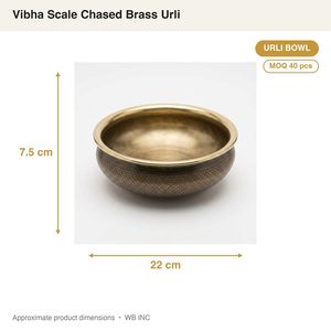 Bol Urli en laiton antique fait main de 22 cm, bord brillant, avec gravures de précision Vibha, décoration de table, décoration intérieure pour hôtel - Product Image 3