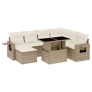 Ensemble de canapés de jardin en polyrotin beige avec grands accoudoirs réglables - Product Image 2