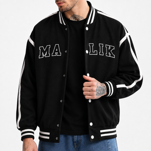 Wholesale Customized Color Size Embroidery Patches Canvas Stand Collar Front Logo Windproof Breathable Winter Vintage Jacket Men - Product Image 1