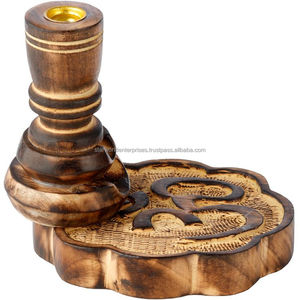 Quemador de incienso de madera natural hecho a mano, incensario religioso rústico con tapón de cilantro y recogedor de cenizas para la temporada de primavera - Product Image 6