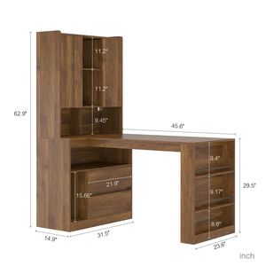 Scrivania Moderna a L per Ufficio Domestico con Luce LED, Cassetti e Libreria per Scrivere e Leggere - Product Image 4