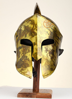 Armure en fer portable 300 King Leonidas pour casque, personnage de film et de télévision, finition polie en laiton plaqué antique