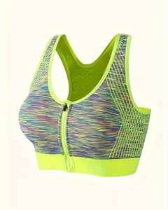 บราออกกำลังกายแบบมีซิปด้านหน้า |   เสื้อครอปออกกำลังกายสำหรับผู้หญิงแบบไร้ตะเข็บด้านหลังเป็นตาข่าย |   เสื้อกีฬาวิ่งแบบซับเหงื่อพิมพ์ลายสเปซได - Product Image 1