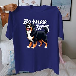 Illustration de chien de montagne bernois Tshirt femme en pur coton coupe confortable - Product Image 2