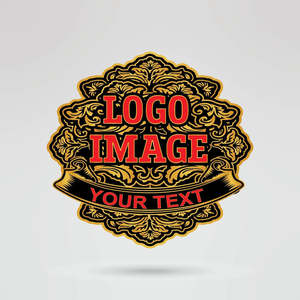 Ceinture de champion en cuir avec logo doré orné, texte rouge, cadre décoratif et plaques latérales personnalisables sur quatre côtés - Product Image 2