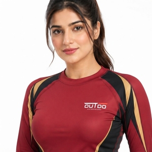 <b>Women</b> <b>Rash</b> <b>Guard</b> Designed With Breathable Performance Knit Fabric Relaxed Athletic Fit Reinforced Underarm Panels Flexible - Product Image 5