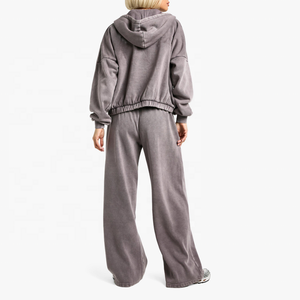 Vintage Set Customize Street Wear <b>Zip</b> Hoodie <b>Jogger</b> Sweatsuit Unisex Oversize Breathable Lightweight 100% Cotton Tracksuit - Product Image 5