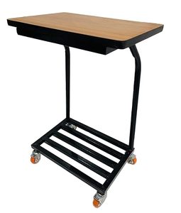 Modern Wooden Top <b>Rolling</b> Side Table with Metal Frame Storage <b>Rack</b> - Product Image 2