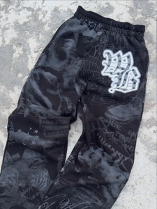 <b>Men</b> Vintage Graphic Print Tracksuit Trousers Elastic Waist Knitted Cotton Jogger <b>Pants</b> Custom Logo - Product Image 2