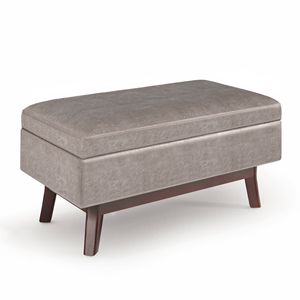 Owen piccolo sgabello elegante e ottomana con stile rettangolare grigio color tortora - Product Image 1