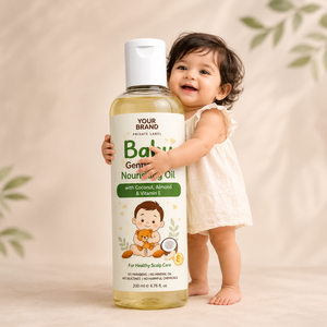 Aceite para el Cabello de Bebé, Suave y Nutritivo, Aceite de Coco y Almendras, Vitamina E, Cuidado Saludable del Cuero Cabelludo, Aceite para el Crecimiento del Cabello Suave, en Botella - Product Image 1
