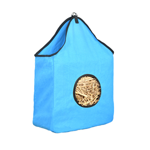 Horse Hay Bag Turquoise Round Opening Canvas <b>Slow</b> <b>Feeder</b> Durable Hanging Stable Feeding Bag for Travel Trailer Use - Product Image 5