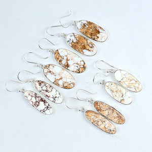 Pendientes de Magnesita Natural de Caballo Salvaje, Joyería de Piedras Preciosas del Suroeste, Pendientes Colgantes de Plata de Ley 925 - Product Image 6