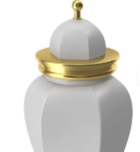 Urne en porcelaine blanche avec bordure dorée, design minimaliste moderne, vase décoratif, pot en céramique pour table - Product Image 2