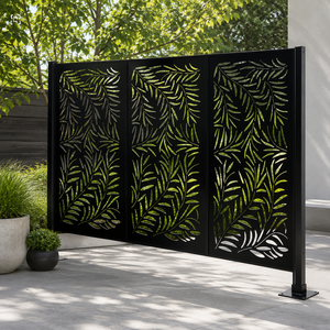 Black Metal Laser Cut Leaf <b>Privacy</b> <b>Screen</b> Outdoor Garden Decorative Fence Panel Patio Boundary Divider Furniture - Product Image 5