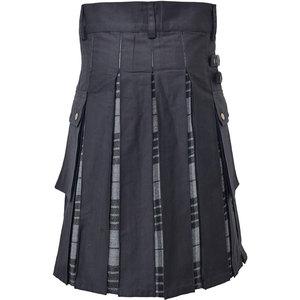 Kilt écossais plissé en coton robuste pour femme, motif écossais gris contrastant, fabrication sur mesure, best-seller - Product Image 4