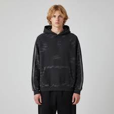 Sweat à capuche vintage délavé anthracite pour homme, style streetwear usé, en molleton de coton épais - Product Image 2